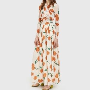 ganni mesh floral maxi dress